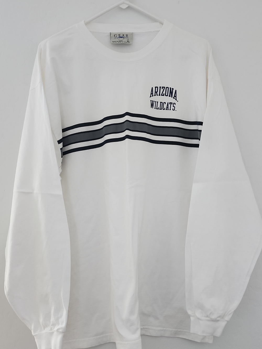 Gear For Sports White Long-Sleeve Arizona Wildcats Tee with Navy Stripes